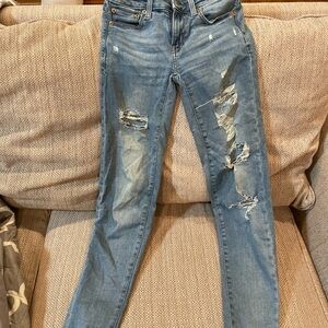 American Eagle Outfitters Light Blue Distressed Skinny Jeans
